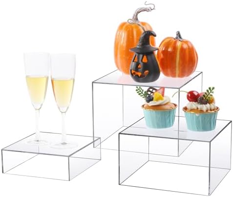 3 Pack Acrylic Risers Display Stands for Jewelry and Collectibles