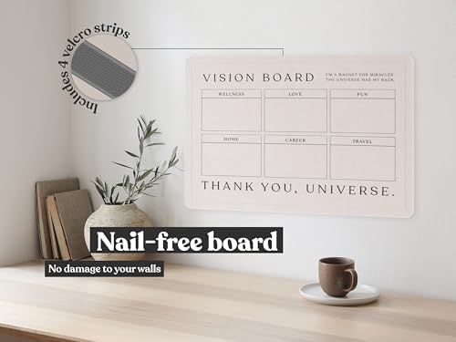 17x23 Vision Board Bulletin Board - No Nails Wall Mounted