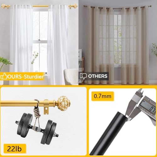 1 Inch Adjustable Curtain Rods with Crystal Finials