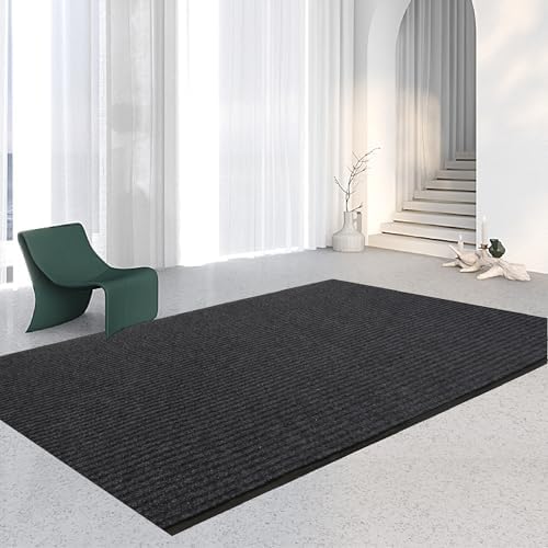 3x10ft Grey Brushed Entryway Rug with Rubber Backing