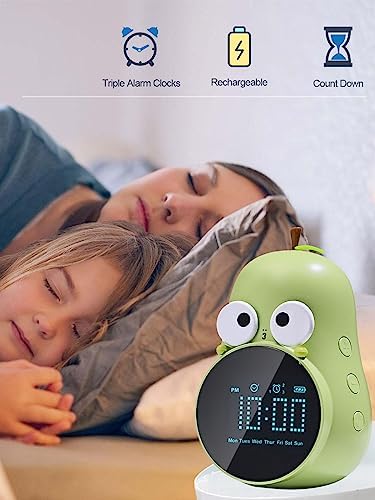ANMONES Pear Alarm Clock for Kids Triple Alarms 5 Ringtones