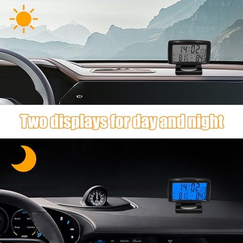 Suvnie Car Digital Thermometer Clock with Dual Temperature Display