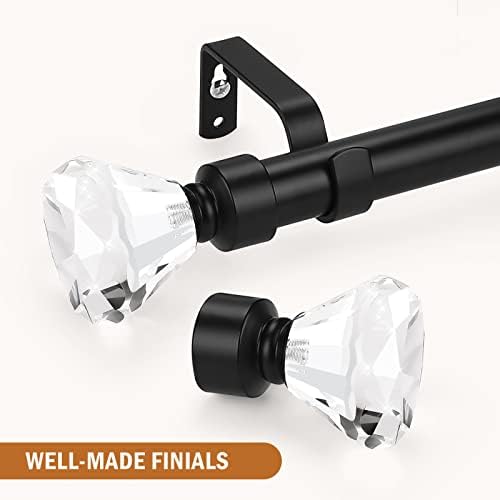 Knobelite Adjustable Single Curtain Rod with Crystal Finials