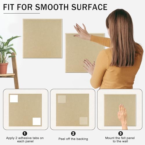 Large Felt Cork Board Tiles 12 Packs 12x12 Dark Camel