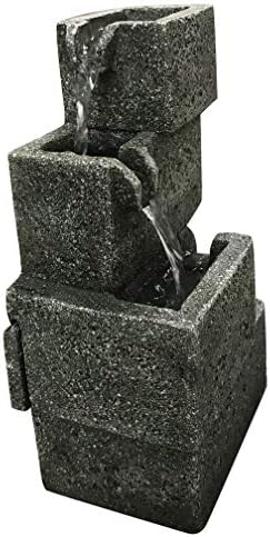 Hi-Line Gift Concrete Crates Fountain with LED Lights Grey