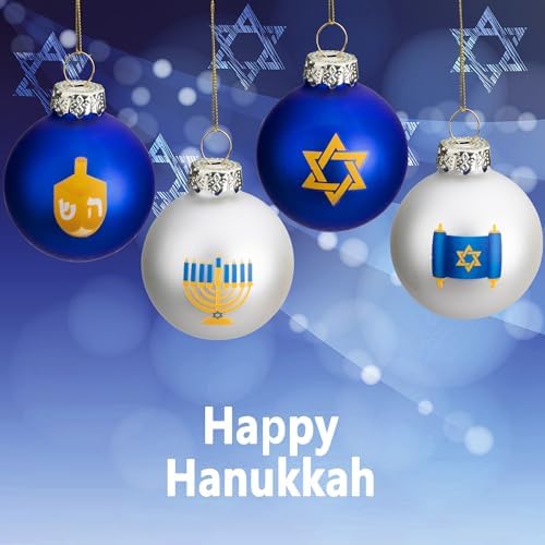 12pcs Glass Ball Hanukkah Ornaments Star of David Decorations