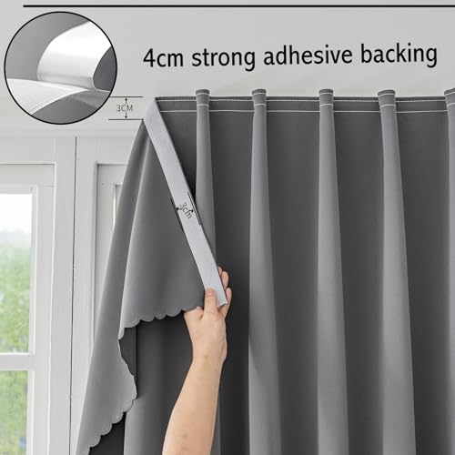 Jilron Magic Tape Blackout Curtains No Drill 2 Panels