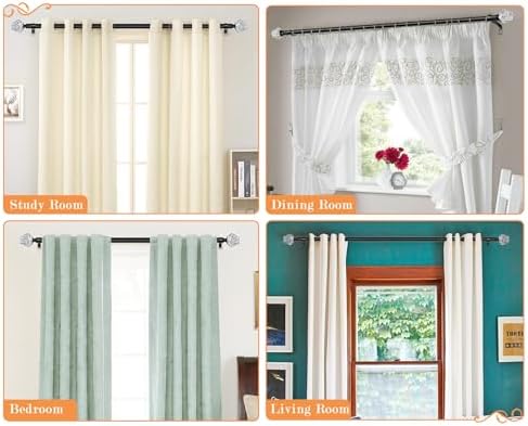 HOTOZON Black Curtain Rod 72-144 Inches Single Rod