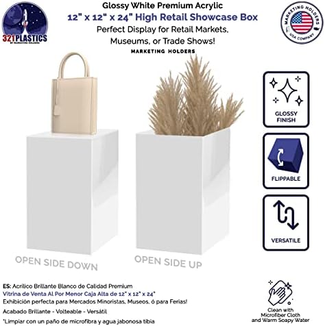 White Acrylic Display Box with Open Side 12x12x24