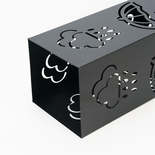 Black Square Metal Umbrella Stand Holder 6x6x17 Inch