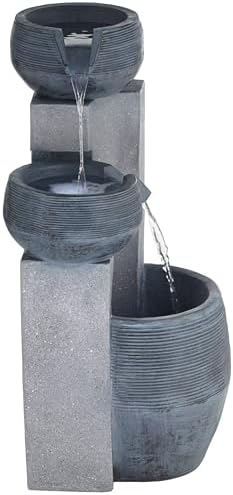 John Timberland Three Bowl Floor Standing Fountain with LED Light