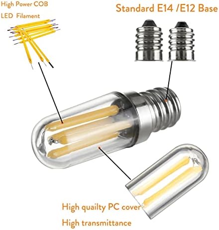 10Pcs Dimmable Mini E14 E12 LED Fridge Freezer Filament Light Bulbs Warm White