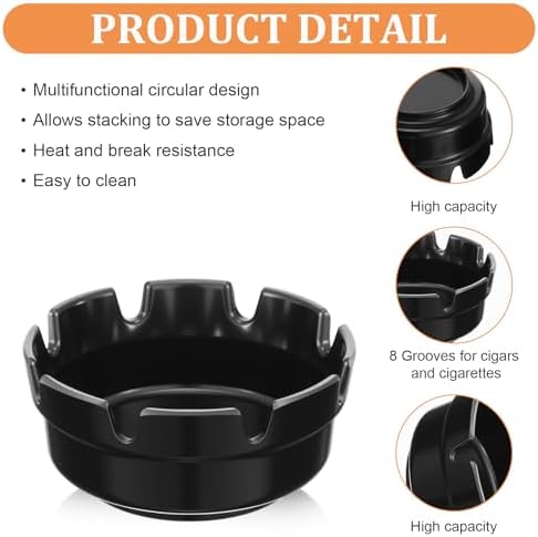 24 Pcs Stackable Black Ashtray Set for Home Office Use