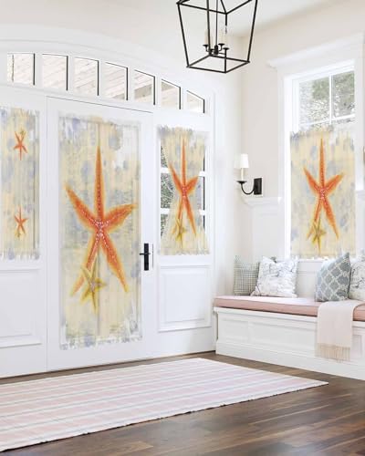 Ocean Life Front Door Curtain with Tiebacks 25x40
