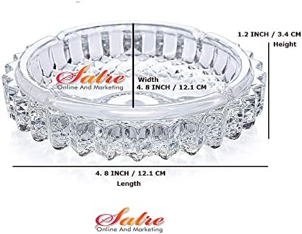 Crystal Glass Cigar Cigarette Ashtray Round Tabletop