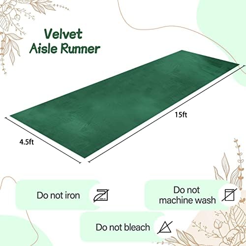 QueenDream Green Velvet Aisle Runner 45ft x 15ft Wedding Decor