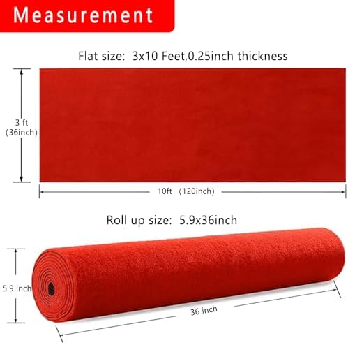 SefowiLif 1000 GSM Extra Thick Red Carpet Runner 3x10ft