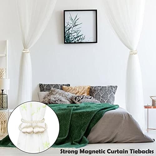Hangtty Magnetic Curtain Tiebacks 6 Pack Beige