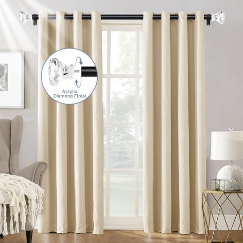 TVWOO Matte Black Crystal Window Rods 66-120 Inch