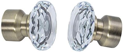 Meriville 1 Inch Curtain Rod with Cut Crystal Finial and Adjustable Brackets