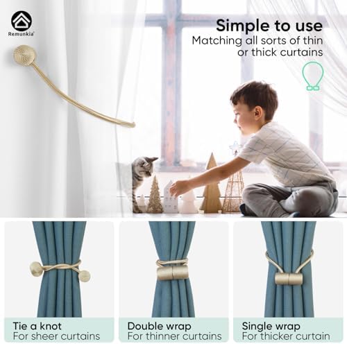 Remunkia Magnetic Curtain Tiebacks 2 Pack - Beige