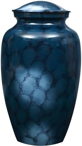 Alpha Living HOME Handcrafted Urn with Marble Finish Blue