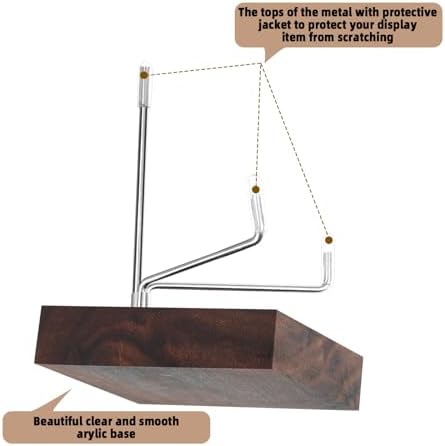 Wenqik 4 Pcs Adjustable Metal Rock Display Stands with Wooden Base