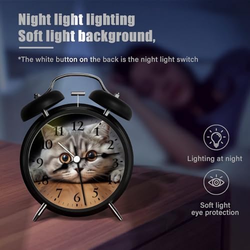 Analog Alarm Clock with Night Light and Silent Movement