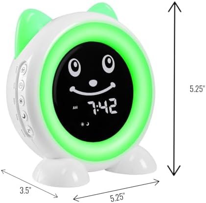 IQ Cat Sleep Training Clock with Night Light and Dual Alarm