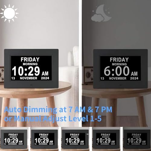 Aowasi Digital Calendar Alarm Day Clock for Seniors
