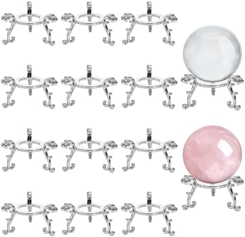 Jucoan 14 Pack Crystal Ball Stand Metal Silver