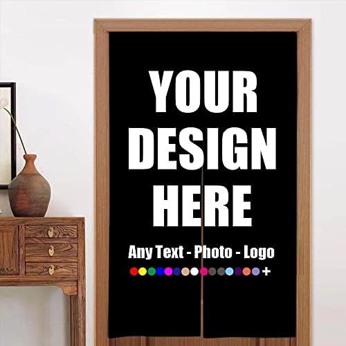 Custom Doorway Curtain with Photo Text Logo Black Noren
