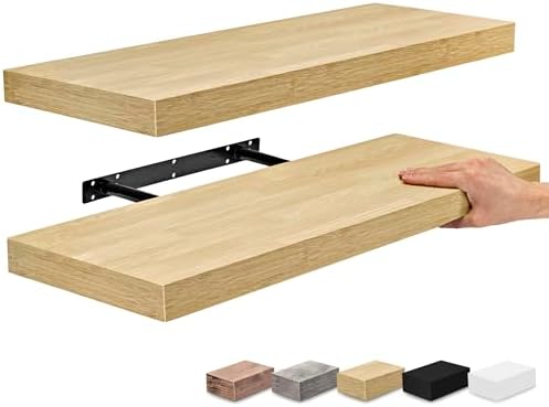 Sorbus Floating Shelves 24 Wall Mount - 2 Pack Maple Wood