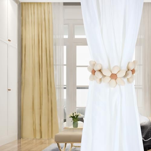 2 Pack Flower Curtain Tiebacks with Snap Button