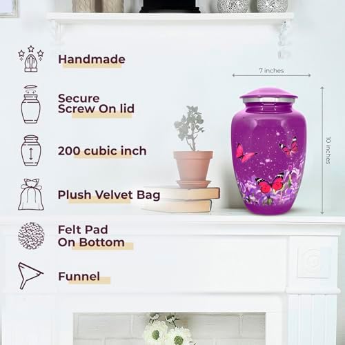 Trupoint Memorials Purple Butterfly Cremation Urn