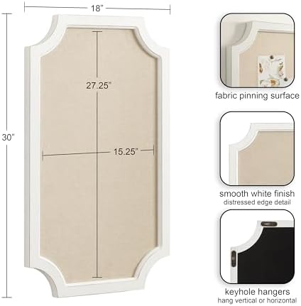 Hogan Framed Scalloped Decorative Wall Pinboard White 18x30