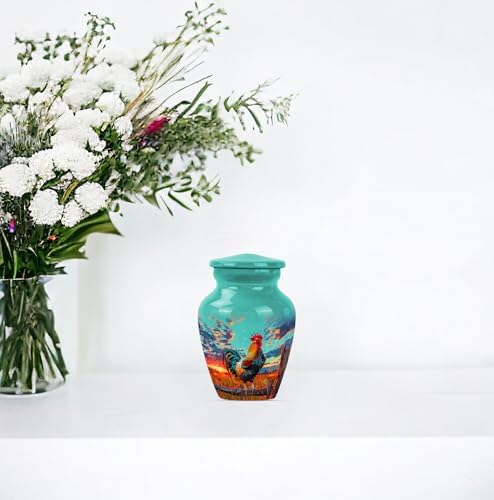 Charming Rooster Urn for Ashes Keepsake
