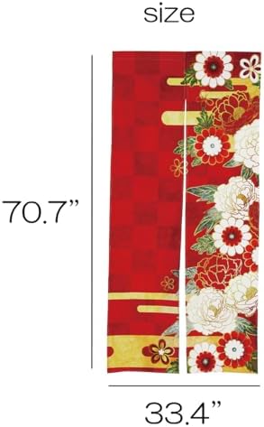 Noren Japanese Doorway Curtain with Tree Peony Design