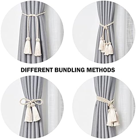 NICEEC Double-Ended Tassel Curtain Tiebacks Beige
