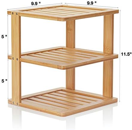 Bamboo Corner Shelf - 3 Tier 10x10 Inch 115 Inch High