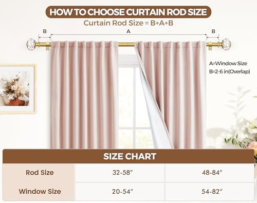 KAMANINA Gold Curtain Rod 32-58 Inch Adjustable