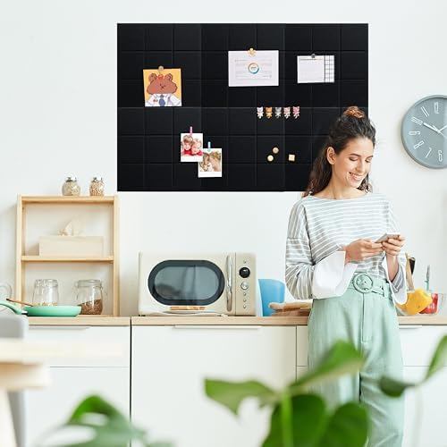 Yunihome 12 Pack Felt Bulletin Board Wall Tiles 36 x 48