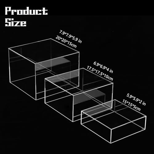 3 Pack Acrylic Risers Display Stands for Jewelry and Collectibles