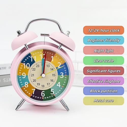 Shudyear 4-Inch Loud Alarm Clock for Heavy Sleepers Pink