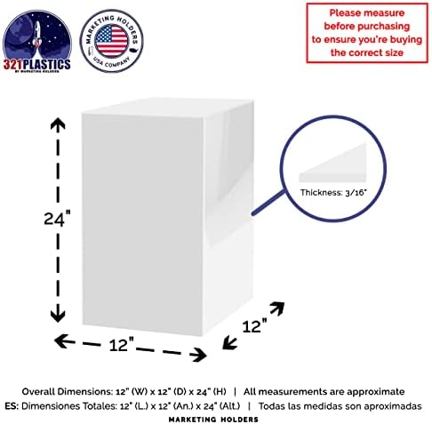 White Acrylic Display Box with Open Side 12x12x24