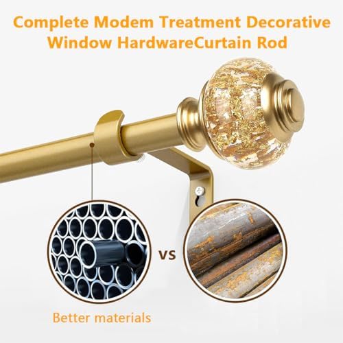1 Inch Adjustable Curtain Rods with Crystal Finials