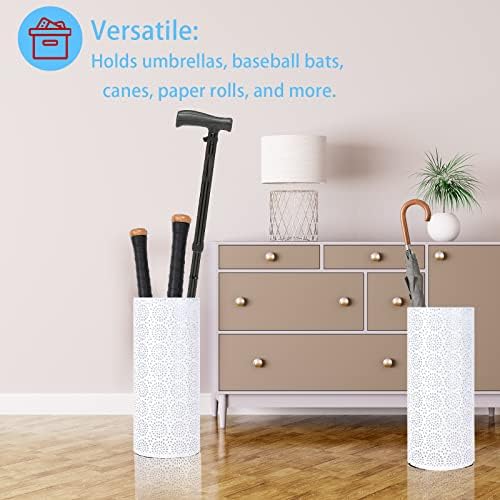 BEWBBAT Umbrella Stand Rack with 3 Hooks White 17x7 Inch