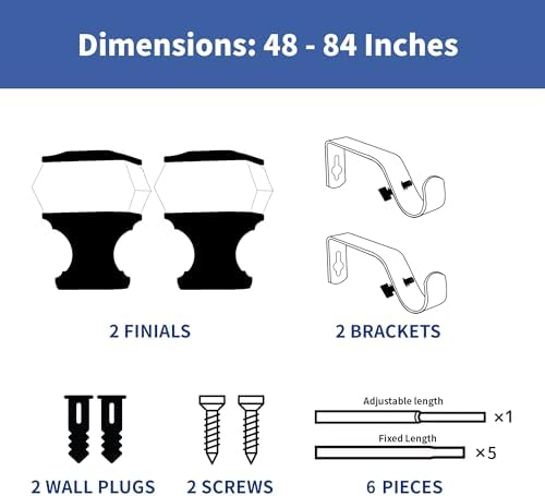 Sharpliving Bronze Adjustable Single Curtain Rod 48-84 Inch Long