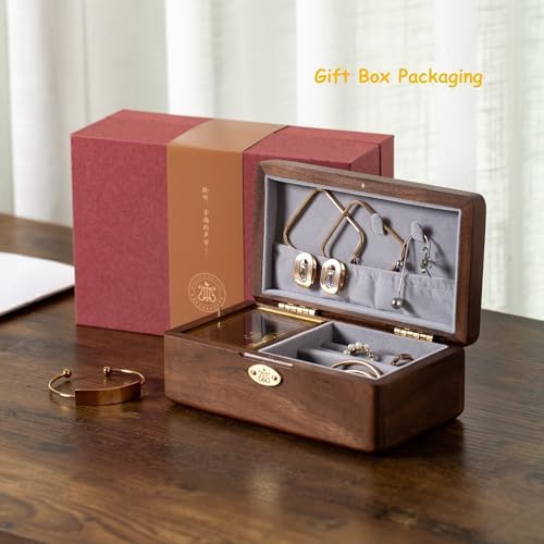 Golden Decorative Music Box with Sunflower Jewelry Holder