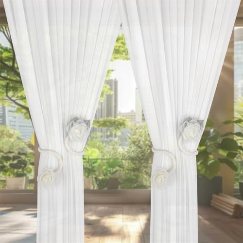 Handmade Artificial Rose Flower Curtain Holdbacks - Beige